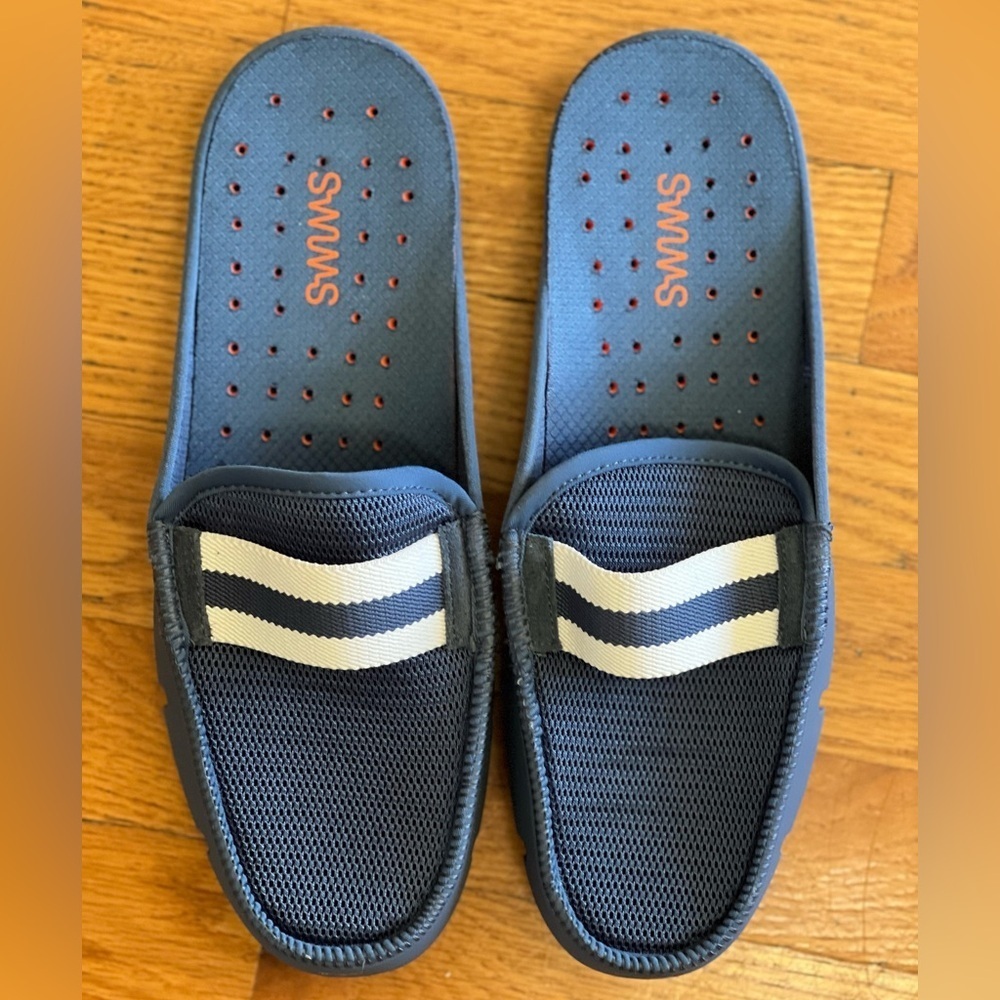 SWIMs men’s slides blue size 7 NEW with white and blue strip strap